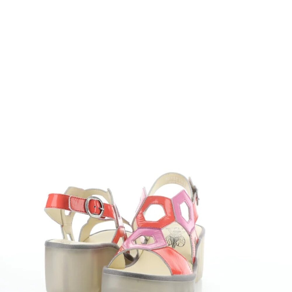Fly London Pink Geometric Cut Out Sandals with Clear Platform Heeled NWT - Picture 3 of 4